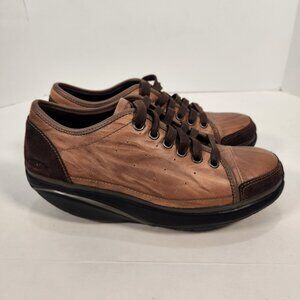 MBT Womens Nafasi Sneakers 36 US 5.5 Brown Leather Lace Up Walking Comfort